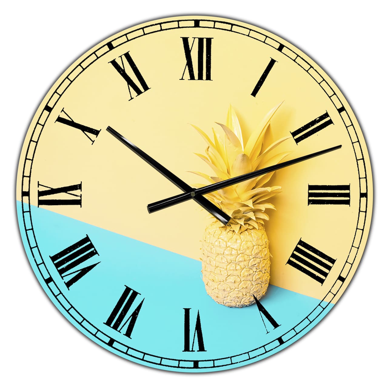 Designart Pink and Blue Pineapple Large Modern Wall Clock